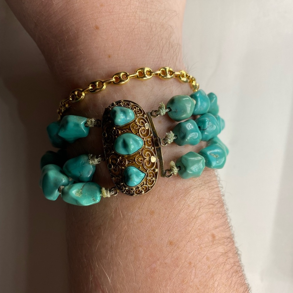 Vintage 3-Strand Turquoise Bracelet